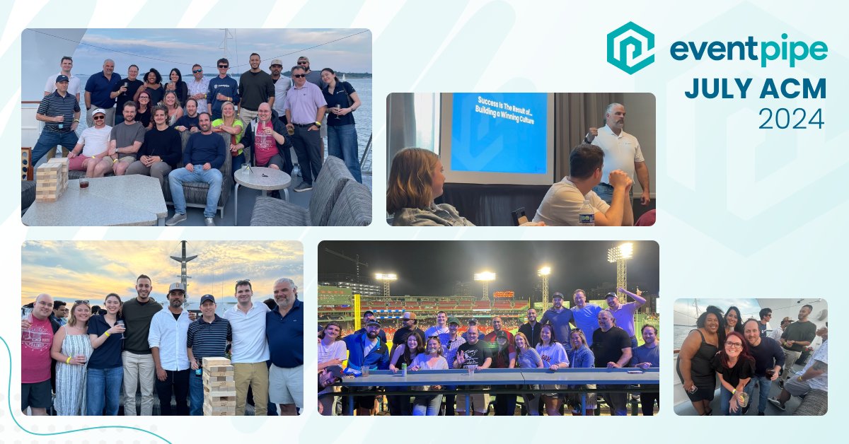 Our team has grown to 22, and it's an exciting time at EventPipe! 💯

What a great week we had together at our All Company Meeting in Boston. 🏙️

Kicked things off with a Red Sox W, gathered together to discuss our future, and ended with a cruise around Boston Harbor. ⚾😎🌇