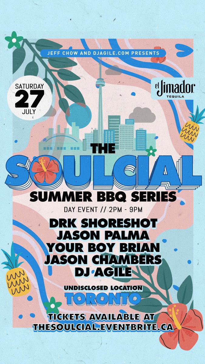 EARLY BIRD TICKETS ARE UP NOW! ⬇️

eventbrite.com/e/the-soulcial…

@DRKshoreshot 
<a href="/jasonpalma/">Jason Palma</a> 
<a href="/yourboybrian/">YOUR BOY BRIAN</a> 
<a href="/DJJASONCHAMBERS/">DJ JASON CHAMBERS</a> 

&amp; ME!

#TorontoSummers