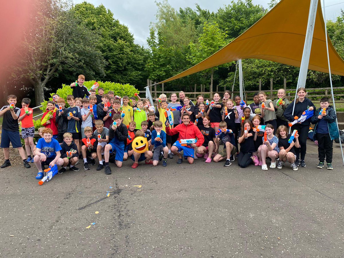 BonalyPrimaryP7's tweet photo. Amazing time at our primary 7 water fight, the children were brilliant 🔫🔫 Miss Crombie &amp; Mr Short will sleep well tonight after having to run away from so many water gun attacks 😅🏃‍♂️ https://t.co/50ExcyJKp5
