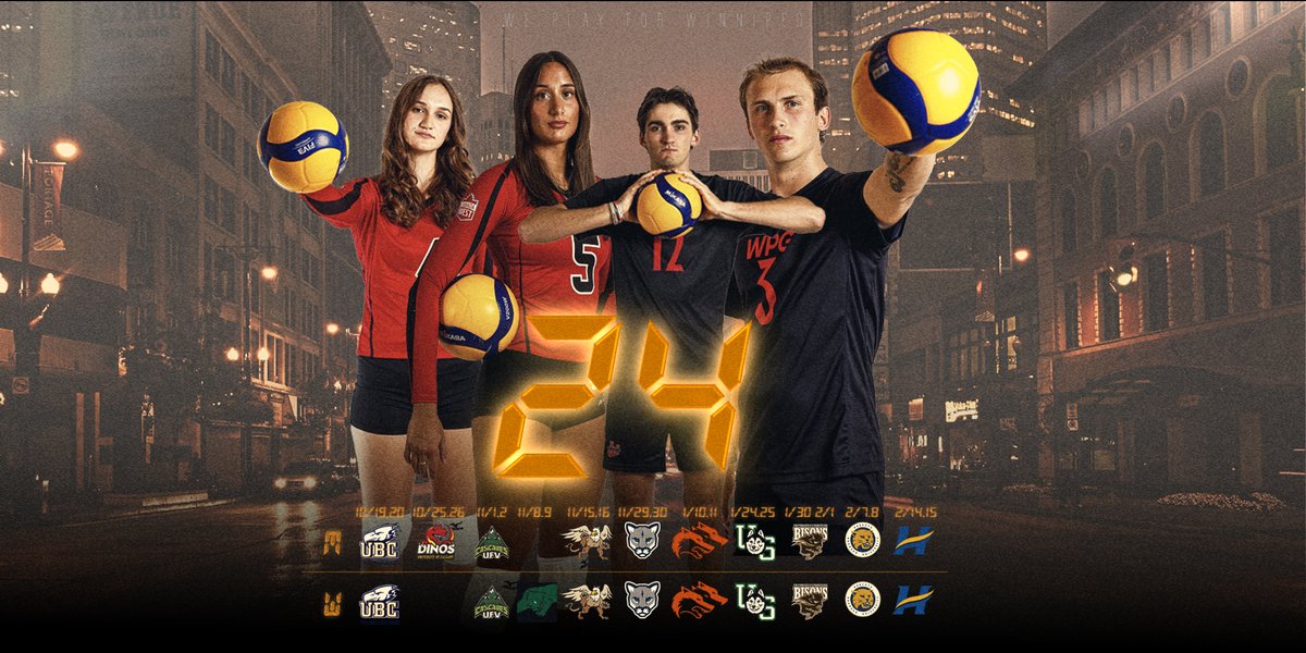 Tick tick tick.

The countdown is on to the start of <a href="/WesmenWVB/">Wesmen Women's Volleyball</a> and <a href="/WesmenMVB/">Wesmen Men’s Volleyball</a> seasons. Your Wesmen will begin conference play on their home floor in '24. 

Check the full sked out here ⤵️ 

wesmen.ca/news/2024/6/27…

#WePlayForWinnipeg