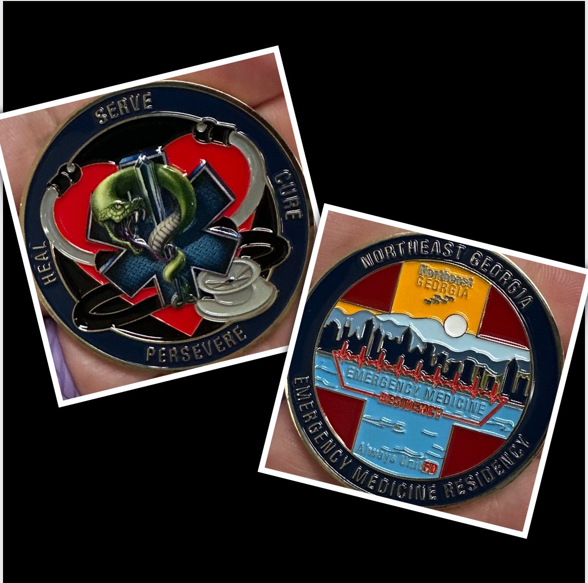 NGMCEmergency's tweet image. Today, NGMC EM Residents were given their challenge coins to signify our tribe. Forever UnitED. #emresidency #challengecoins