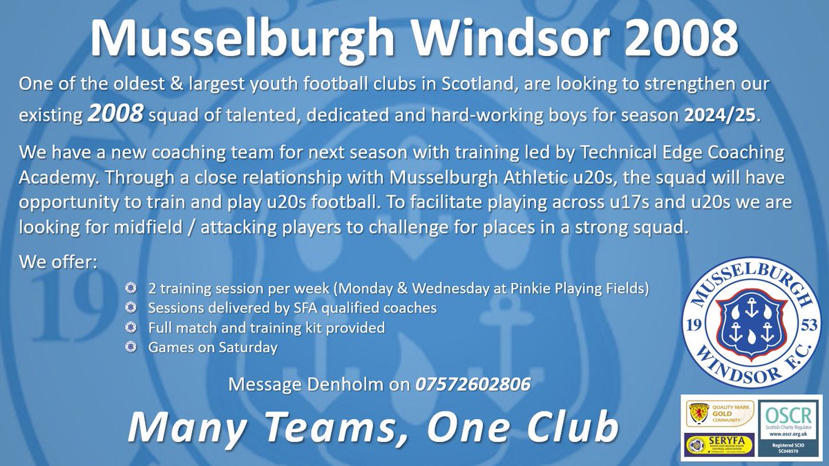 Our 2008 Windsor team are recruiting 

Details👇