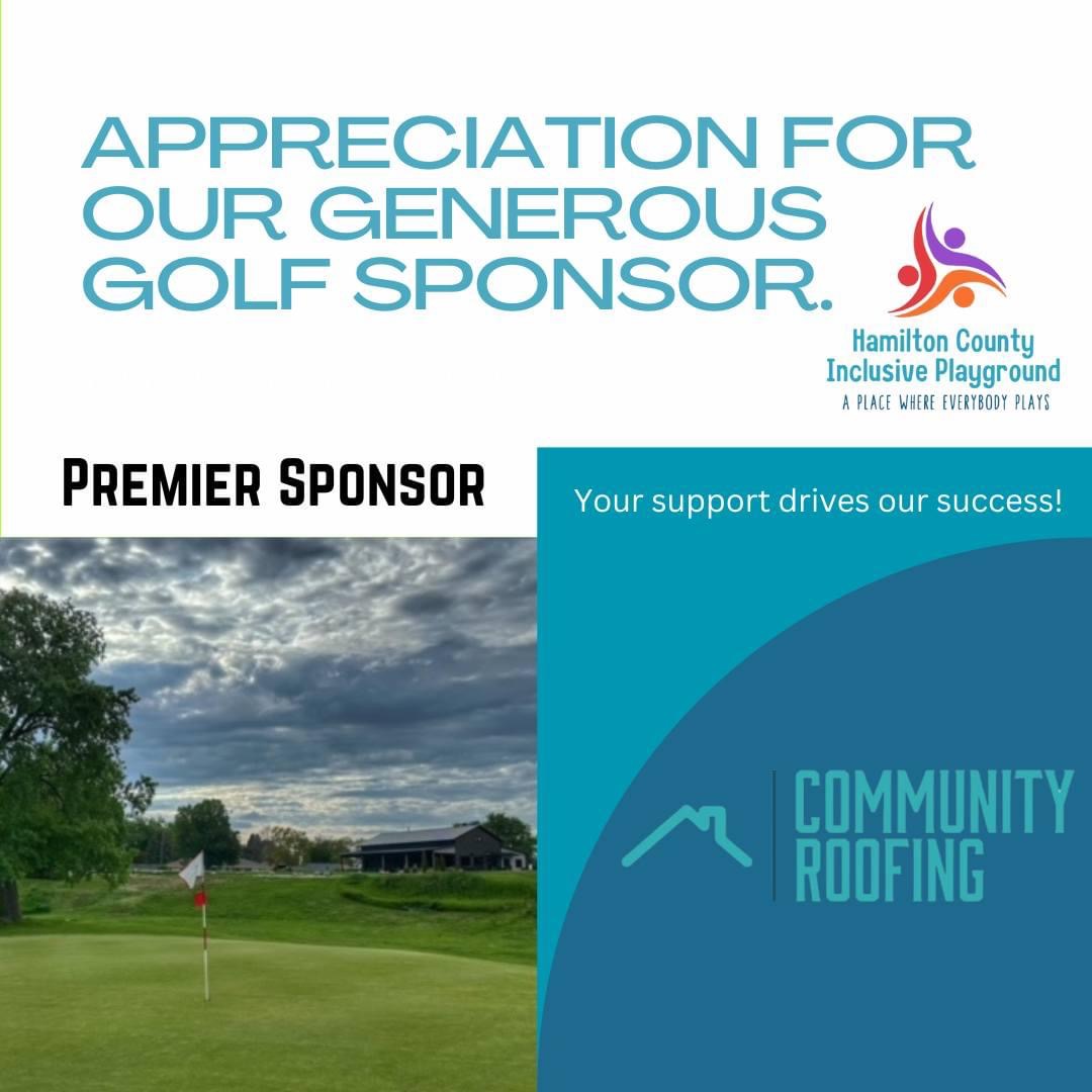 THANK YOU, Community Roofing, for your PREMIER sponsorship in our "Par for the Playground" golf tournament! Together we are building more than just a playground, we are building a community where everyone belongs!
#APlaceWhereEverybodyPlays