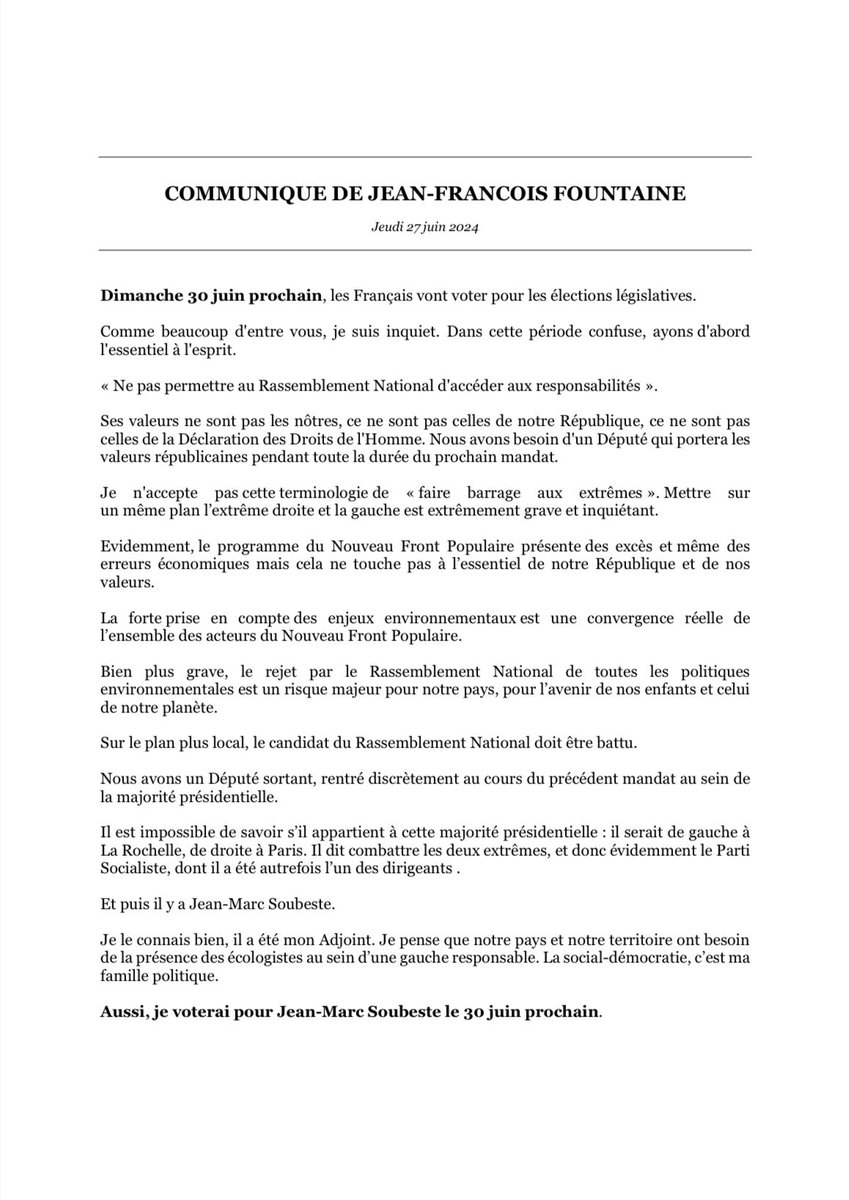 Législative du 30 juin 2024 : Pourquoi je voterai Jean-Marc SOUBESTE 🗳️🤝