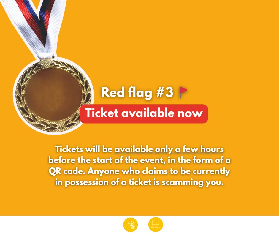 🥇🏆 You dream of attending the #Olympics or #Paralympics in Paris? It's not too late! 

Every Thursday, new tickets are made available. But beware of fake tickets sold online!

To avoid scams, check our 3 red flags 🚩
There is only one official website! tickets.paris2024.org