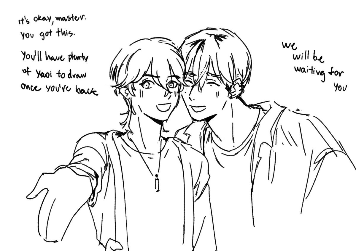 aillcycne's tweet photo. when i had to be away from home for 5 days because of work and drew my ocs cheering me on https://t.co/e2EzCMuBCf