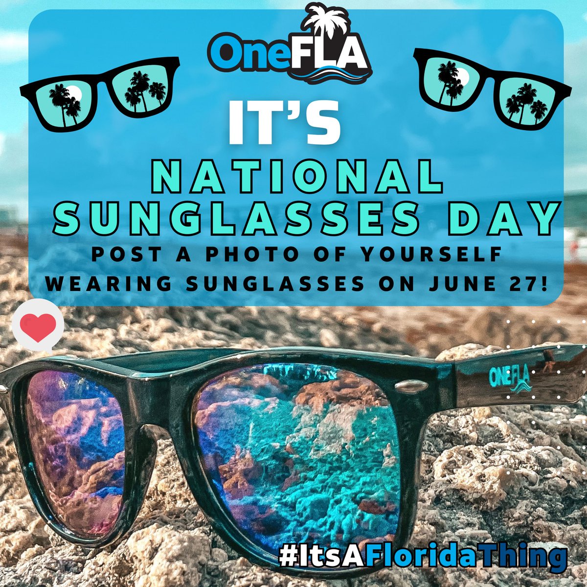 🕶️Happy National Sunglasses Day! 🕶️

Why do we love sunglasses? 
Because it’s #ItsAFloridaThing
So, let’s celebrate #NationalSunglassesDay by sharing a selfie with your favorite pair. 😎 📸

#SunglassesDay #OneFLA 😎🌴#LifeAtATT