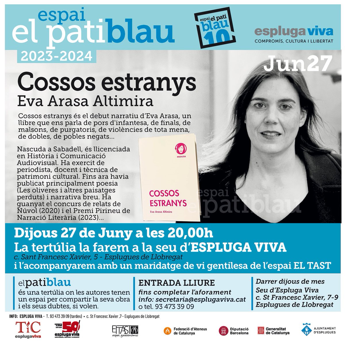 Espluga_Viva's tweet image. Aquest vespre tertúlia del #PatiBlau amb @EvaArasa i el maridatge d' @ELTASTEsplugues No us ho perdeu!