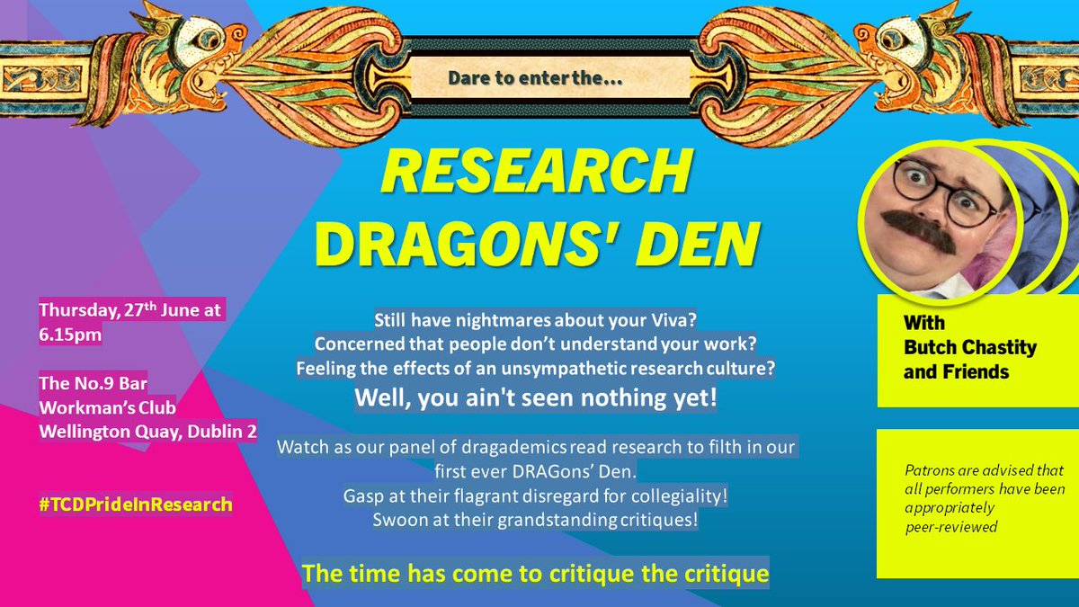 We've had a wonderful day of talks &amp; discussions, thank you so much to all the speakers for presenting their work and to all for joining us! 

But wait! It isn't over yet, join us at the Workman's Club for our evening event "DRAGons' Den", all are welcome!

#PRIDEinResearch