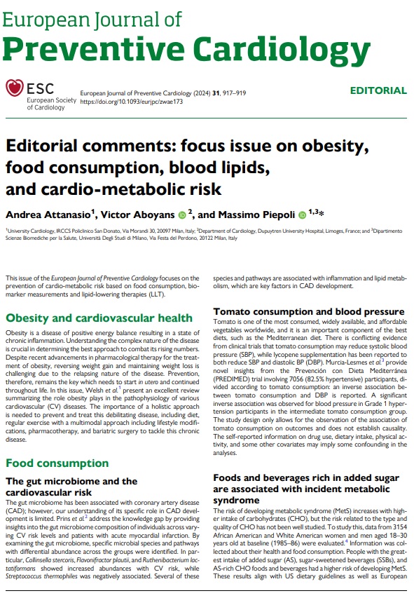 EJPC Editor-in-Chief (@ejpceic) on Twitter photo New issue is released 🔥
This month will focus on Obesity, Food Consumption, Blood Lipids and Cardio-Metabolic Risk!
Read the Editorial now: academic.oup.com/eurjpc/article…
<a href="/escardio/">European Society of Cardiology</a> <a href="/AboyansV/">Victor Aboyans</a> <a href="/SilCastelletti/">Silvia Castelletti</a> <a href="/andreagallardo/">Andrea Gallardo</a> <a href="/Savvashad/">Savvas Hadjiphilippou</a> #cvprev New issue is released 🔥
This month will focus on Obesity, Food Consumption, Blood Lipids and Cardio-Metabolic Risk!
Read the Editorial now: academic.oup.com/eurjpc/article…
<a href="/escardio/">European Society of Cardiology</a> <a href="/AboyansV/">Victor Aboyans</a> <a href="/SilCastelletti/">Silvia Castelletti</a> <a href="/andreagallardo/">Andrea Gallardo</a> <a href="/Savvashad/">Savvas Hadjiphilippou</a> #cvprev