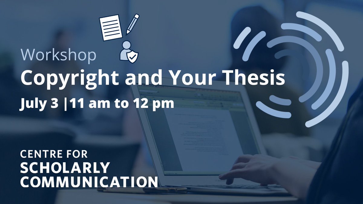Working on your thesis or dissertation and want to learn how to use copyrighted material in your research? This workshop is for you! 
Learn more: events.ok.ubc.ca/event/copyrigh…