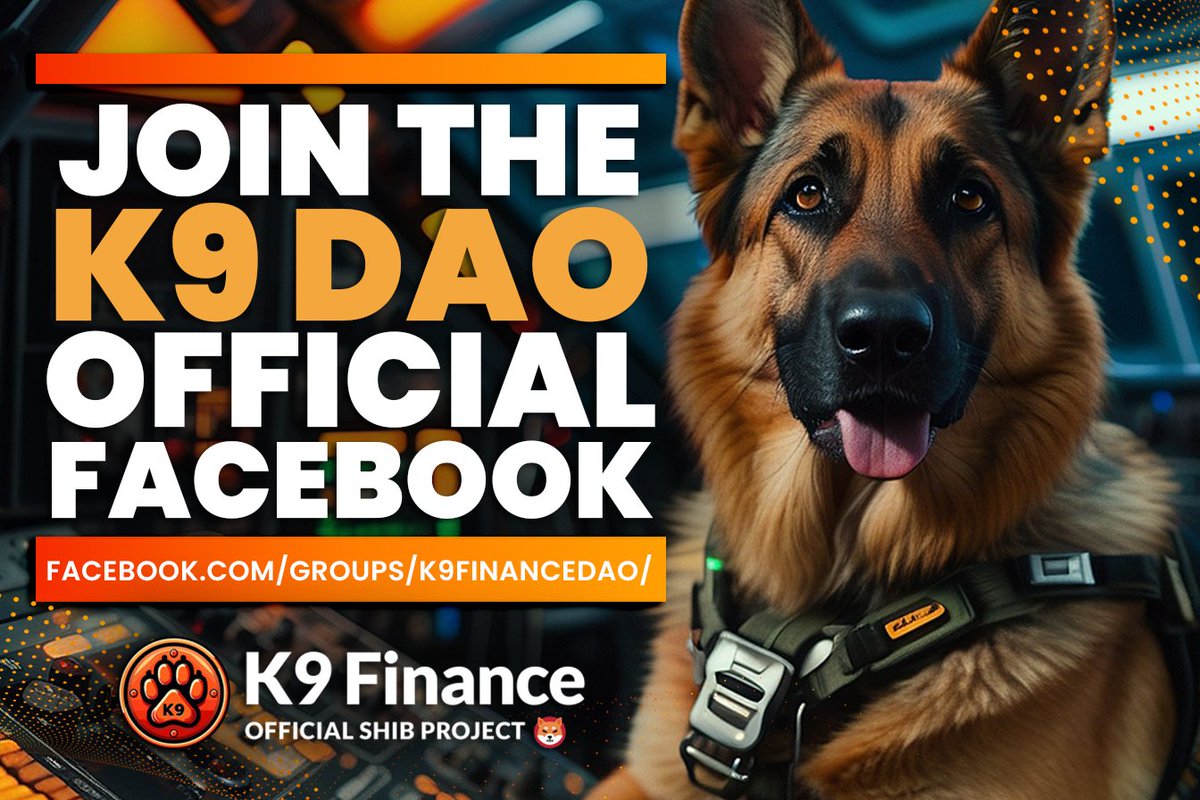 K9finance's tweet photo. Calling All #ShibArmy! 🐶

K9 Finance DAO is on the hunt for more passionate pups to join our pack!  

We're actively growing our #Facebook presence and would love for you to follow along. Head over to an official #Shiba Facebook group to throw some puppy love on our latest post!  👇👇👇

https://t.co/k6OBKZym2n

Let's educate the @Shibtoken community what K9 Finance DAO can offer to the @Shibtoken ecosystem

#K9Finance #DeFi #Shibarium