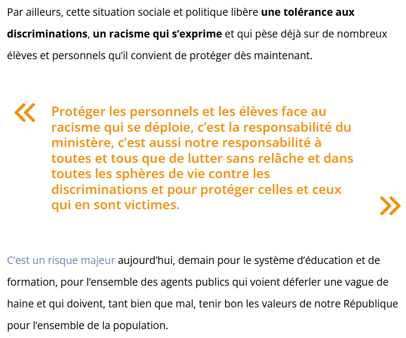 CNaveBekhti's tweet photo. Aujourd'hui, avec @LaetitiaAresu je siégeais au #CSAMEN @education_gouv . Retrouvez la déclaration liminaire de la #CFDTEducationFormationRecherchePubliques lue ce matin https://t.co/uYpR5Zy64T
#StopDiscri #NonAuRacisme #JeVoteContreLExtremeDroite #JeVotePourLaDémocratie https://t.co/bs2prKtzrX