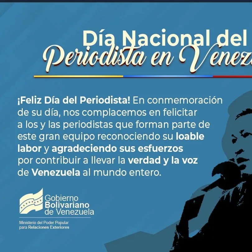 cbolivariana's tweet photo. #27Jun Feliz Día del Periodista!! Que profesión tan noble, hermosa, que nos acerca a la verdad. 

Saludos a nuestros comunicadores populares de la clase obrera por mostrar las luchas  de los trabajador@s para el rescate de la producción, la economía, el mundo sindical, la unidad. https://t.co/a3XLciYURE