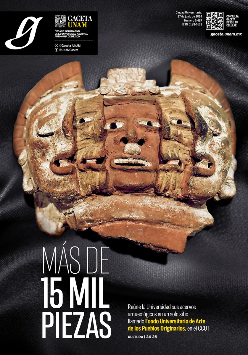 Gaceta_UNAM's tweet photo. En #Portada

- Reúne la Universidad sus acervos arqueológicos en un solo sitio, llamado Fondo Universitario de Arte de los Pueblos Originarios, resguardado en el @ccutlatelolco.

- Son más de 15 mil 550 piezas.

https://t.co/o1QoaAPaNu https://t.co/r0fKeoyZsz