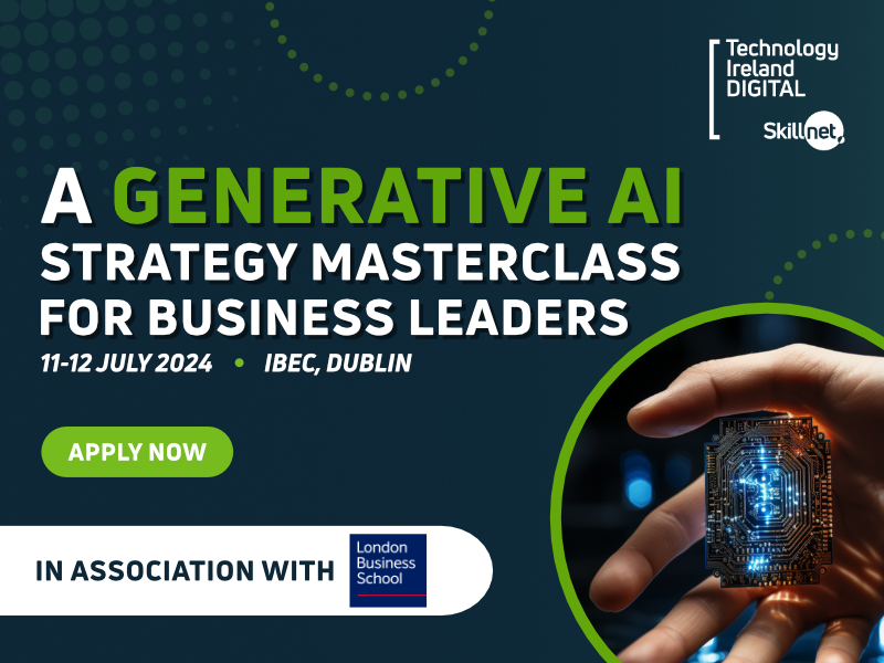 Irish_TechNews's tweet photo. Are you ready to harness the power of Generative AI? This 2-day, High-Impact Masterclass for Senior Business Leaders with the Technology Ireland Digital Skillnet takes place July 11th &amp; 12th.  

Register your place now https://t.co/I68xu562Kw  #DigitalSkillnet #GenAIMasterclass https://t.co/U2YPUsplvv