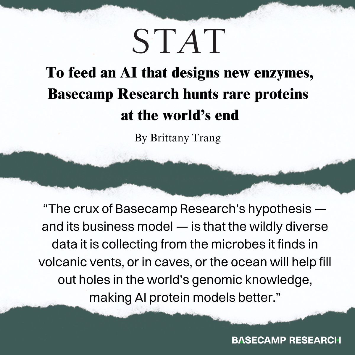 Medical news site <a href="/statnews/">STAT</a> covered <a href="/Basecamp_Res/">Basecamp Research</a>
making enzyme design programmable and how we're applying our data advantage to help therapeutics companies and other industries accelerate their scientific discovery  

#WEF2024Tech #AIDiscovery #zymCTRL