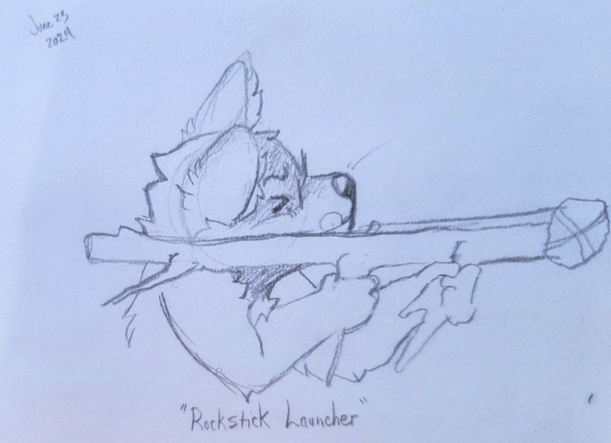 HopsTheDhole's tweet photo. They wouldn't let me have an RPG, so what's a dog to do but make the "Rockstick Launcher" https://t.co/qC2UwNFvIm