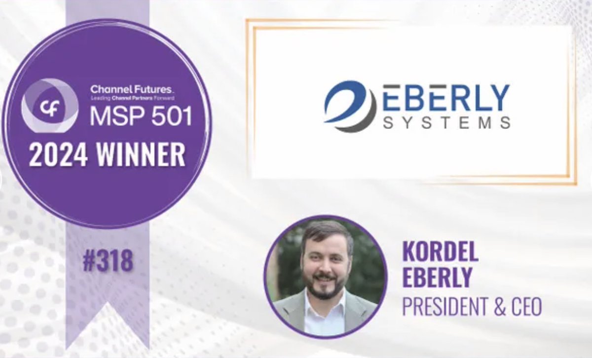 eberlysystems's tweet photo. Eberly Systems was recently named in the Top Managed Service Providers 2024 List by Channel Futures MSP 501!
 
#ChannelFuturesMSP501 #MSP #EberlySystems https://t.co/J4rYy5yvry