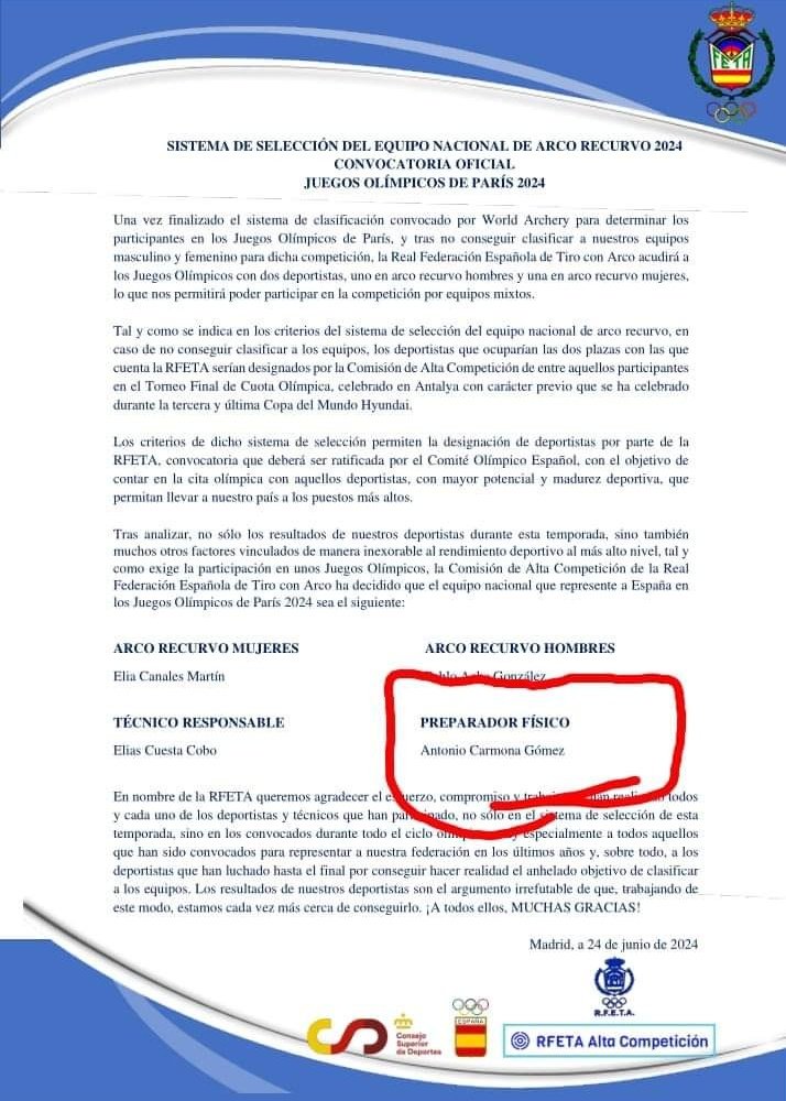 D.Antonio Carmona Gómez, 
Preparador Fisico Ecijano, en los juegos olímpicos de París ENHORABUENA Y MUCHA SUERTE‼️👌💪