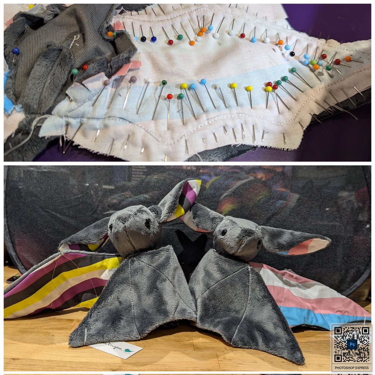 JennyWrenCreate's tweet photo. In case you're wondering why the bats are slower to be restocked than bears? Each stage involves many, many pins, and a little bit of swearing 😬

Trans and NB bats will appear at @queeremporium later today!

 #WelshHandmade #WelshBusiness #QueerBats #Cardiff  #PrideMonth https://t.co/syaxx2Hji8