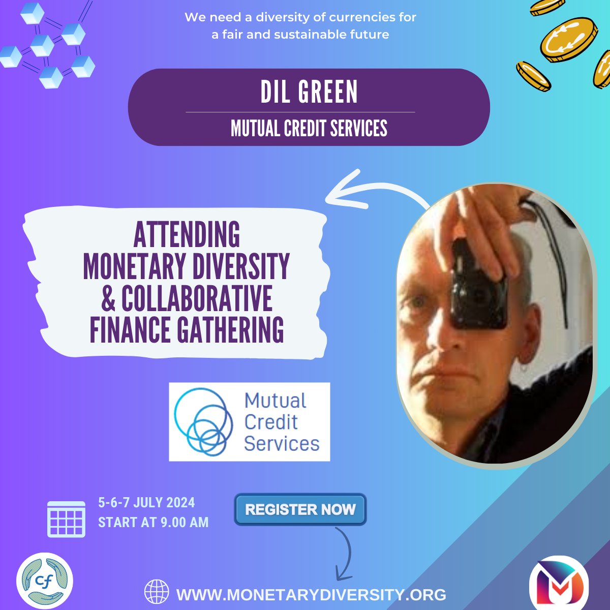 Wonder about what are the commons? 
And how they relate to CoFi &amp; MoDi

🎤 Then come here Dil Green

📅 5-7 July, Belgium
🚀 #MonetaryDiversity #CoFi #NewMonetarySystems
Details at: monetarydiversity.org