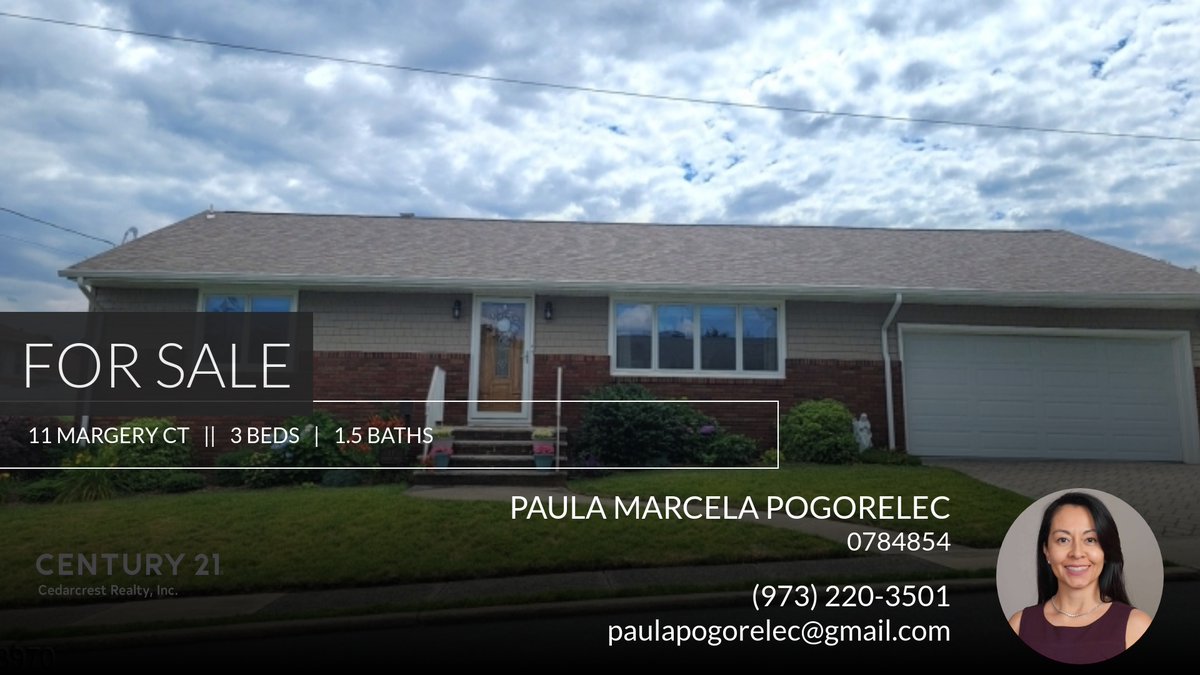 PaulaRealtorNJ's tweet photo. This 3 bedroom home could be yours! Call me at (973) 220-3501 to schedule a showing.

Paula Marcela Pogorelec
Seller Representative Specialist (SRS)
Accredited Buyer Representative (ABR)
C21 Cedarcrest Realty
C: 973 220 3501
O:... https://t.co/2UxV4Ptzl5 https://t.co/PcIY7Mji0U