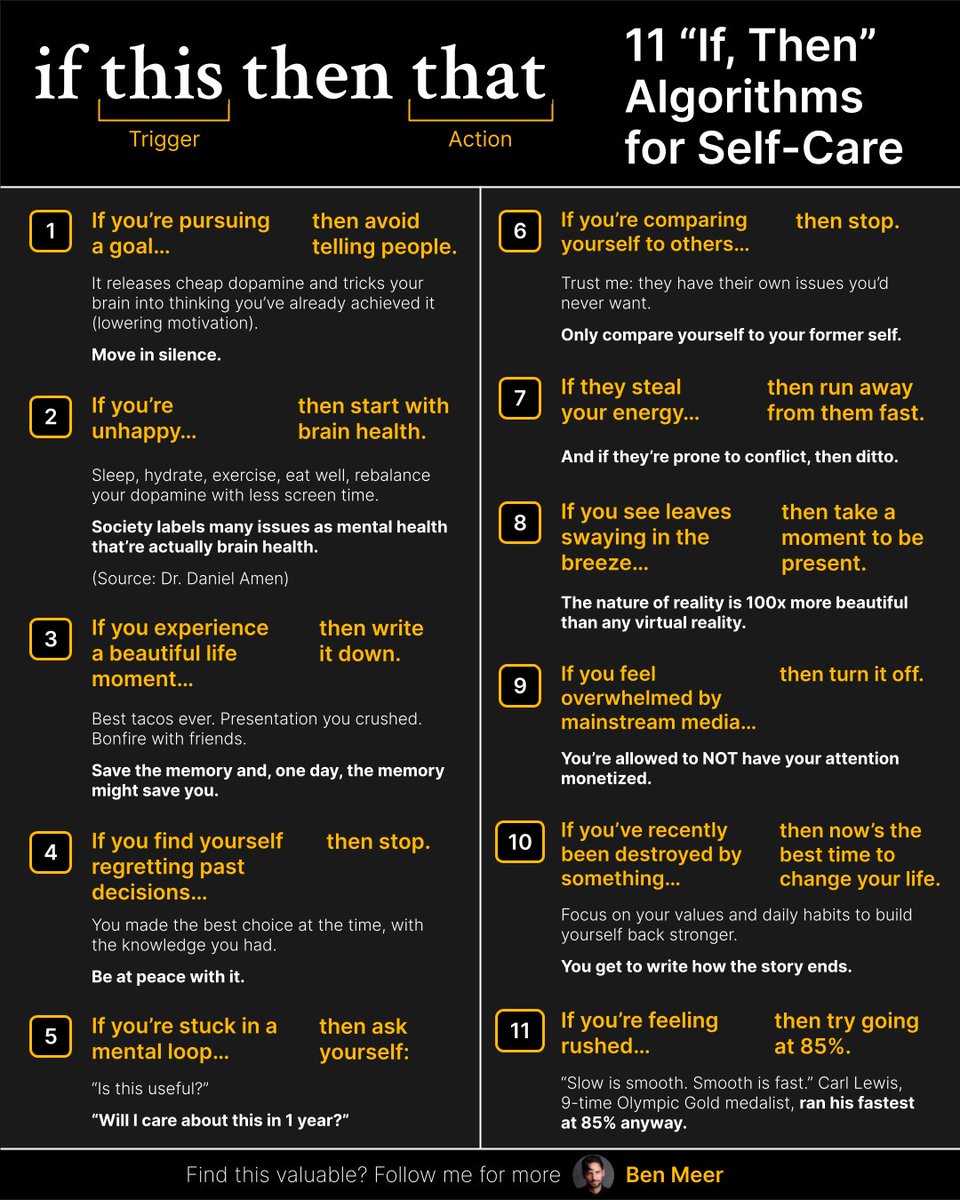 SystemSunday's tweet image. 11 "If, then" algorithms for self-care: