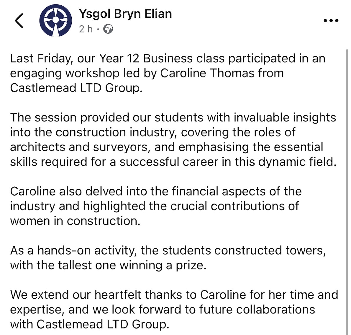 Our QS Caroline went out to deliver a school workshop last week, thanks Caroline it looks like a great session! ✔ Ysgol Bryn Eilian #education #careers #castlemead #newhousing #surveying #workshops