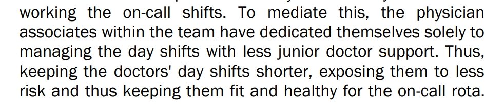 Awfully generous of the PAs to take over the day shifts so the Doctors can focus on the on-call rota

Really, much appreciated

#OneTeam