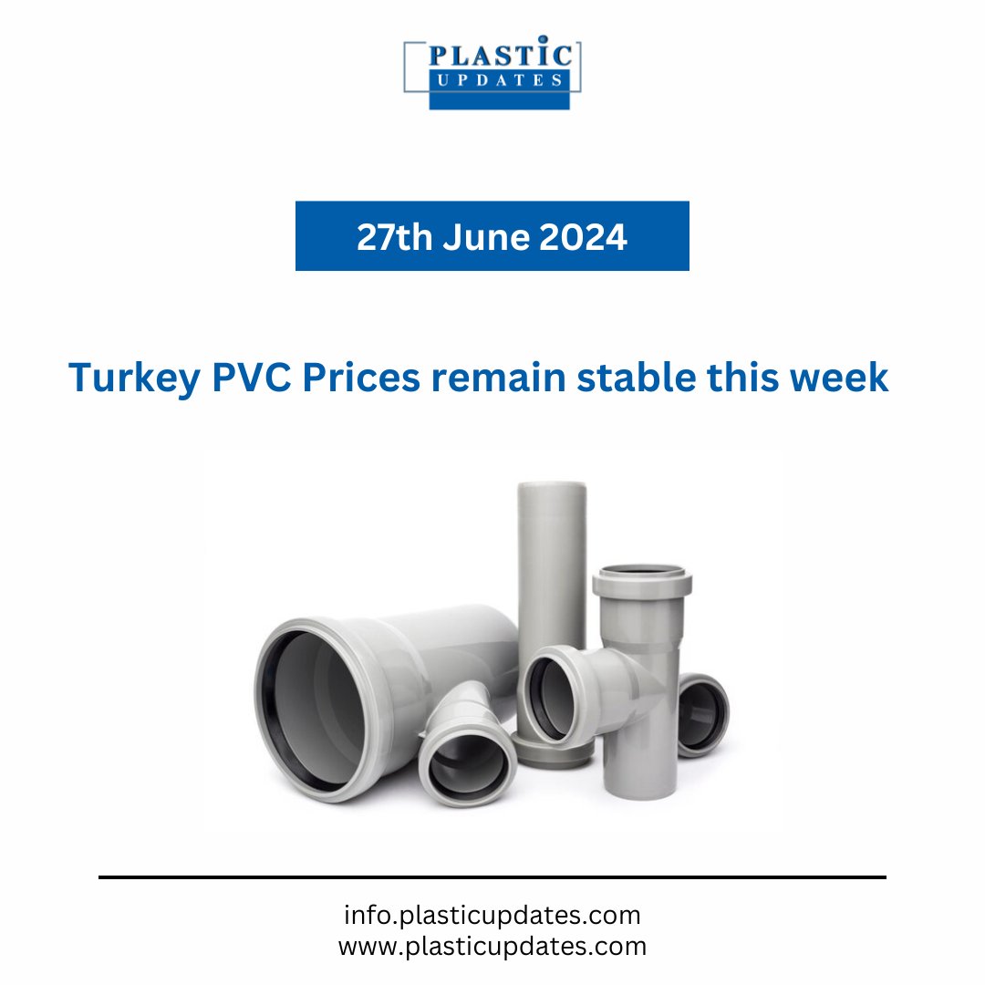 PLASTICUPDATESS's tweet image. Turkey PVC Prices remain stable this week

Read full news visit the 
plasticupdates.com
#pvc #pvcresin #pvcwire #pvcfilm #pvcpipes #plasticupdates #plasticupdate #plasticindustry #plasticindustries #polymerindustry #polymerindustries
