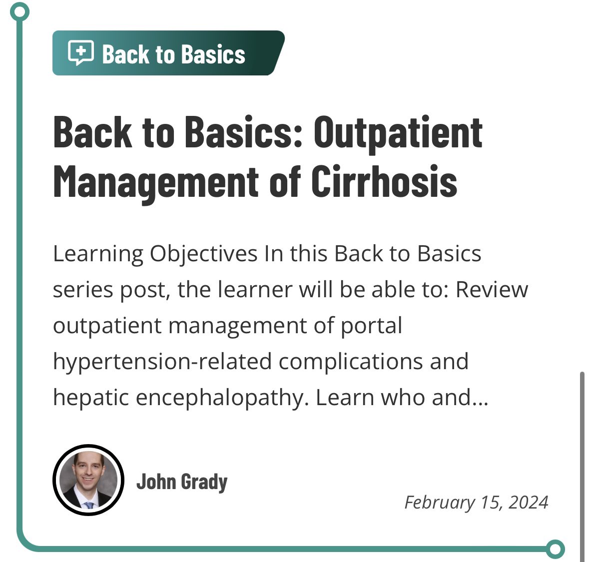 Thankful to be part of this amazing project from <a href="/LiverFellow/">Liver Fellow Network</a> : “Back to Basics.”

Thank you to <a href="/mmbilalkhalid/">Bilal Khalid</a> and <a href="/KPourmandMD/">Kamron Pourmand</a> for the mentorship during this project.

It's incredible the support from the hepatology community.