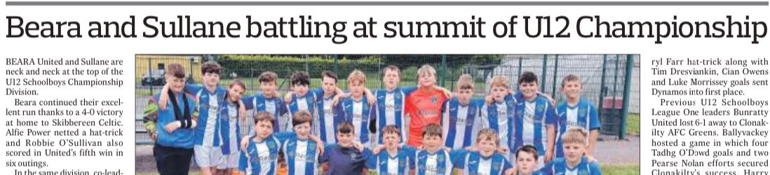 Ger McCarthy (@germccarthy74) on Twitter photo 👩💻In this week’s <a href="/SouthernStarIRL/">The Southern Star</a> <a href="/WestCorkSport/">Southern Star Sport</a> read my two-page spread on:
⚽️ <a href="/theWCSL/">WestCorkSchoolboysSchoolgirlsLeagues</a> #Academy legacy of this year’s <a href="/SFAIreland/">SFAI</a> #KennedyCup
⚽️ Domestic schoolboys and schoolgirls league roundup incl scorers and ⭐️ players
⚽️ <a href="/DunmanwaySoccer/">Dunmanway Town Soccer</a> and #WestCorkAcademy U16 👩💻In this week’s <a href="/SouthernStarIRL/">The Southern Star</a> <a href="/WestCorkSport/">Southern Star Sport</a> read my two-page spread on:
⚽️ <a href="/theWCSL/">WestCorkSchoolboysSchoolgirlsLeagues</a> #Academy legacy of this year’s <a href="/SFAIreland/">SFAI</a> #KennedyCup
⚽️ Domestic schoolboys and schoolgirls league roundup incl scorers and ⭐️ players
⚽️ <a href="/DunmanwaySoccer/">Dunmanway Town Soccer</a> and #WestCorkAcademy U16