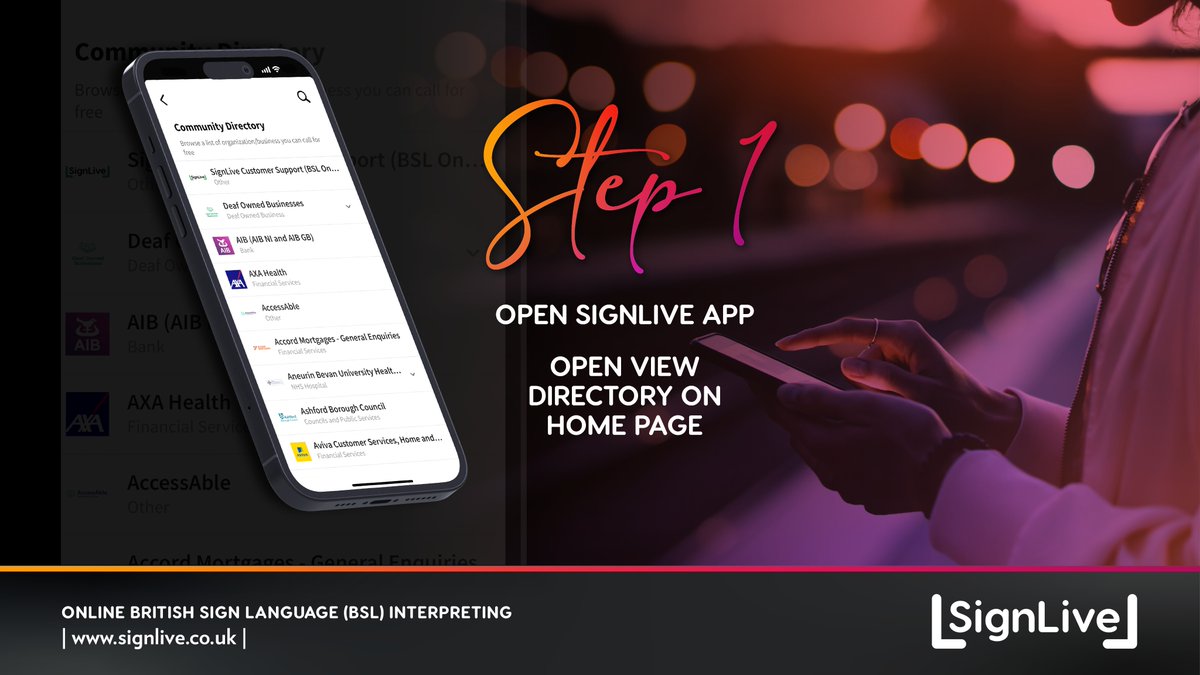 SignLiveUK's tweet image. If you are unsure about finding a company to contact in our SignLive Community Directory, here is a simple step by step guide on how to use it. We have 120 plus organisations for you choose from and all BSL calls are FREE!

#CommunityDirectory #DeafAccess #BSLInterpreting