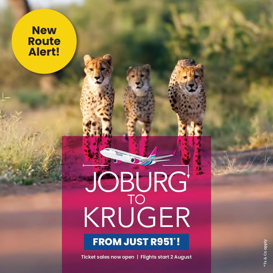 TAGTravel_Za's tweet photo. 🚨FlySafair New Route Alert | JNB - MQP
@TAGTravel_Za @Hashtag_Hol_ZA
Travellers take note of TAG #airpartner @FlySafair announcement ✈️ new route btw Joburg & Kruger Mpumalanga International Airport. Flights commence officially on 2 Aug '24
2x weekly (Fri & Sun)
Book with TAG! https://t.co/gGa3IjWPGq