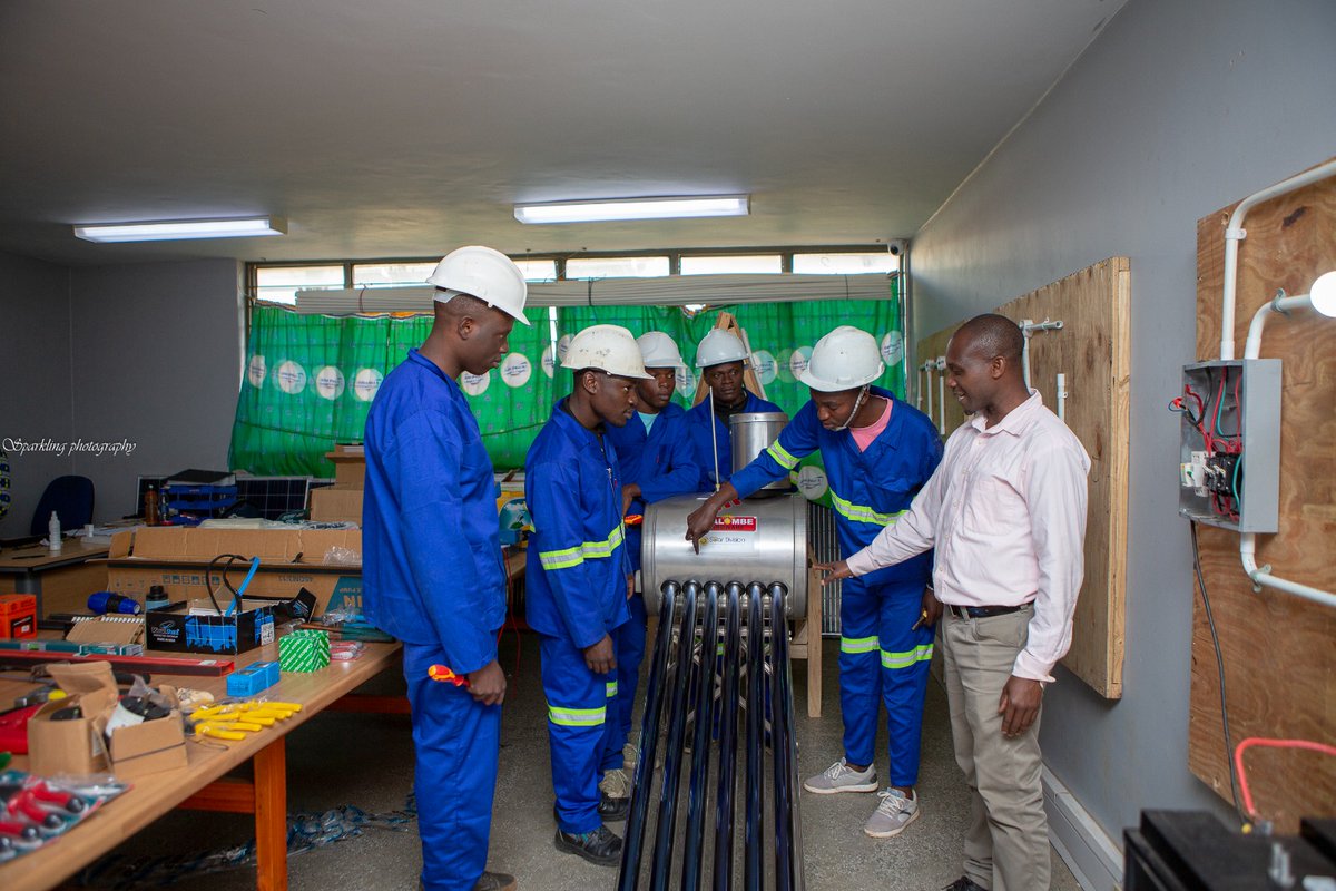 jp2_college's tweet photo. "Join Mr. Brian Matambo, our expert trainer, as he guides students through a hands-on Solar Geyser Installation practical. Enroll in our Solar Photovoltaic short course under TEVET this August at St. John Paul II Catholic College and gain invaluable skills in renewable energy!" https://t.co/TkZm3W5qWV