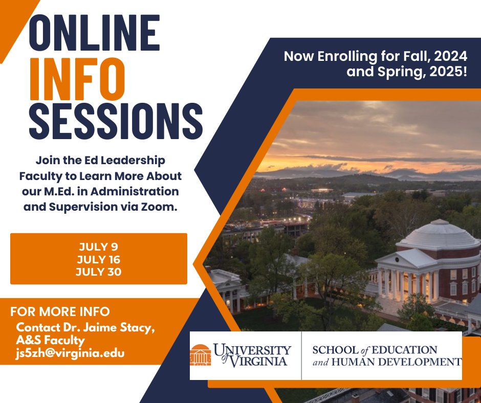 Not only will you graduate with a Master's degree from one of the country's most prestigious institutions, but you'll also develop a network of colleagues who will support you for years to come! Registration for our July info sessions is now live: education.virginia.edu/academics/prog…
