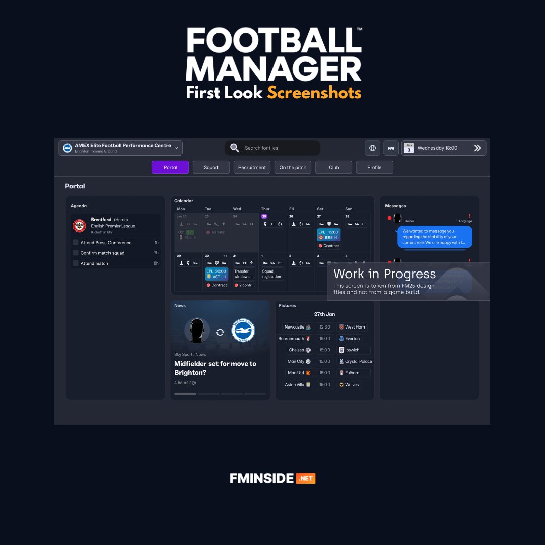 fminside's tweet photo. A first look at the new UI Football Manager 2025 will bring us. Your thoughts? #fm25 https://t.co/vxSWxGxxEK