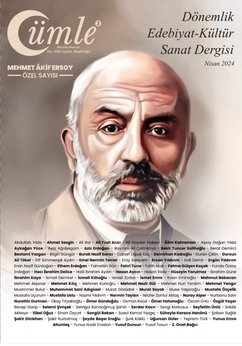 Cümle Dergisi 3.Sayıda "Vatan ve Millet Âşığı Mehmed Âkif" yazısıyla...
<a href="/CumleDergisi/">Cümle Dergisi</a> 
#vatan #millet #mehmedakif