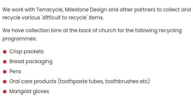 IlkleyChurches's tweet photo. @IlkleyChat @yourilkley If you are coming to the #Ilkley Hustings this evening, why not bring some recycling with you?

Our venue, @AllSaintsIlkley, provides recycling bins for items that are often hard to recycle elsewhere, including pens and toothbrushes: https://t.co/he9FOgIlQx https://t.co/iMPwozfBdU