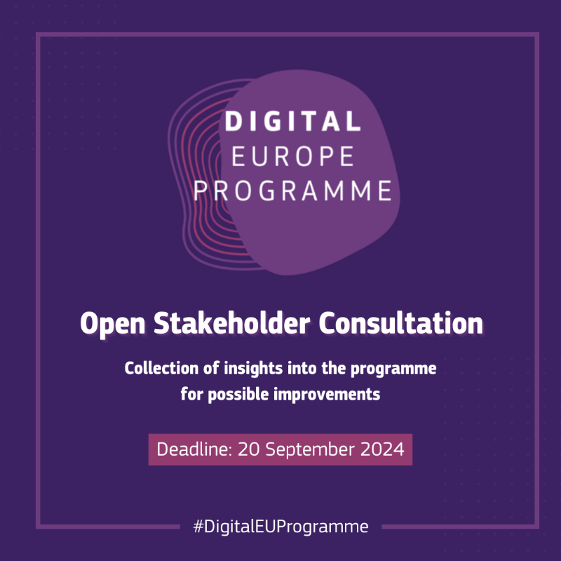 DigitalEU's tweet photo. 📢Want to have your say in the future of #DigitalEU?

An open stakeholder consultation on the #DigitalEUProgramme has just been launched!

All SMEs, NGOs, academia, public authorities &amp; private organisations associated with the programme are invited to participate!

Learn more👇