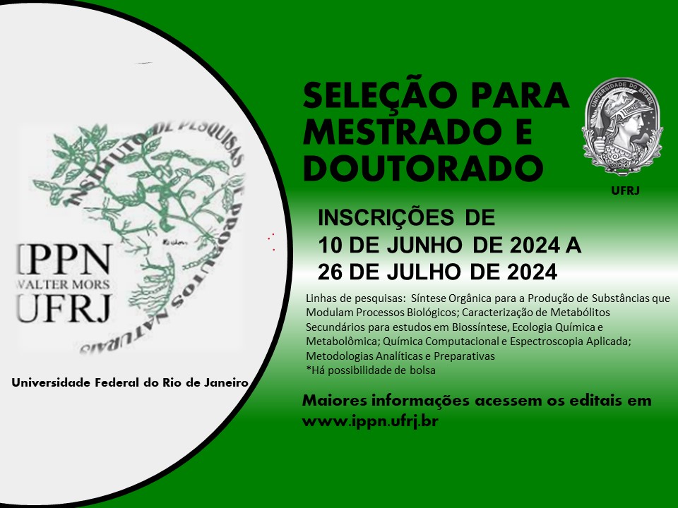 📢Seleção para Mestrado e Doutorado no IPPN - INSCRIÇÕES ABERTAS até 26 de julho de 2024!!

Confira os editais em: ippn.ufrj.br