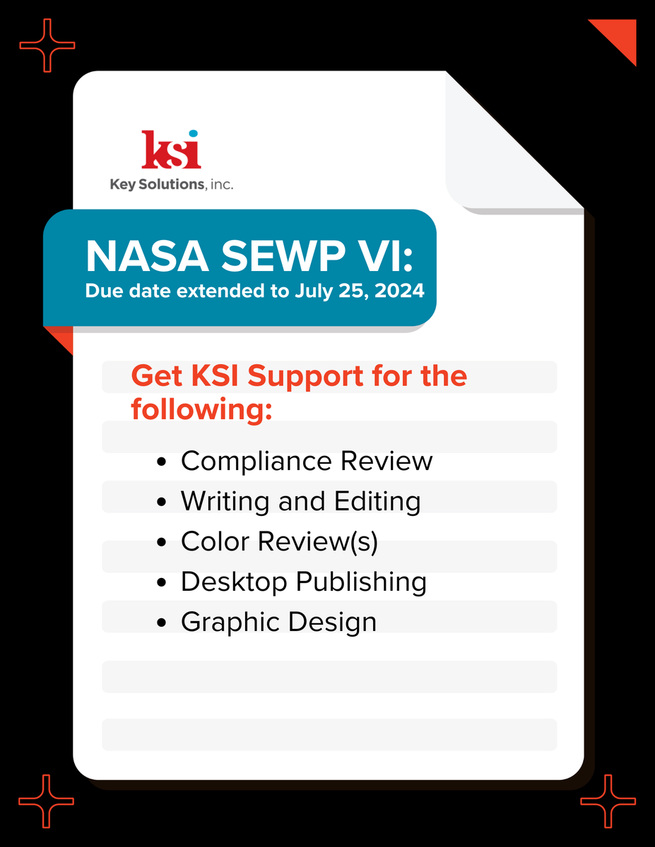 NASA's SEWP VI due date is extended to July 25th! 🚀 Take advantage of this additional time by making sure your proposal response is in the best shape it can be. 

#NASASEWPVI #GovCon #ProposalDevelopment