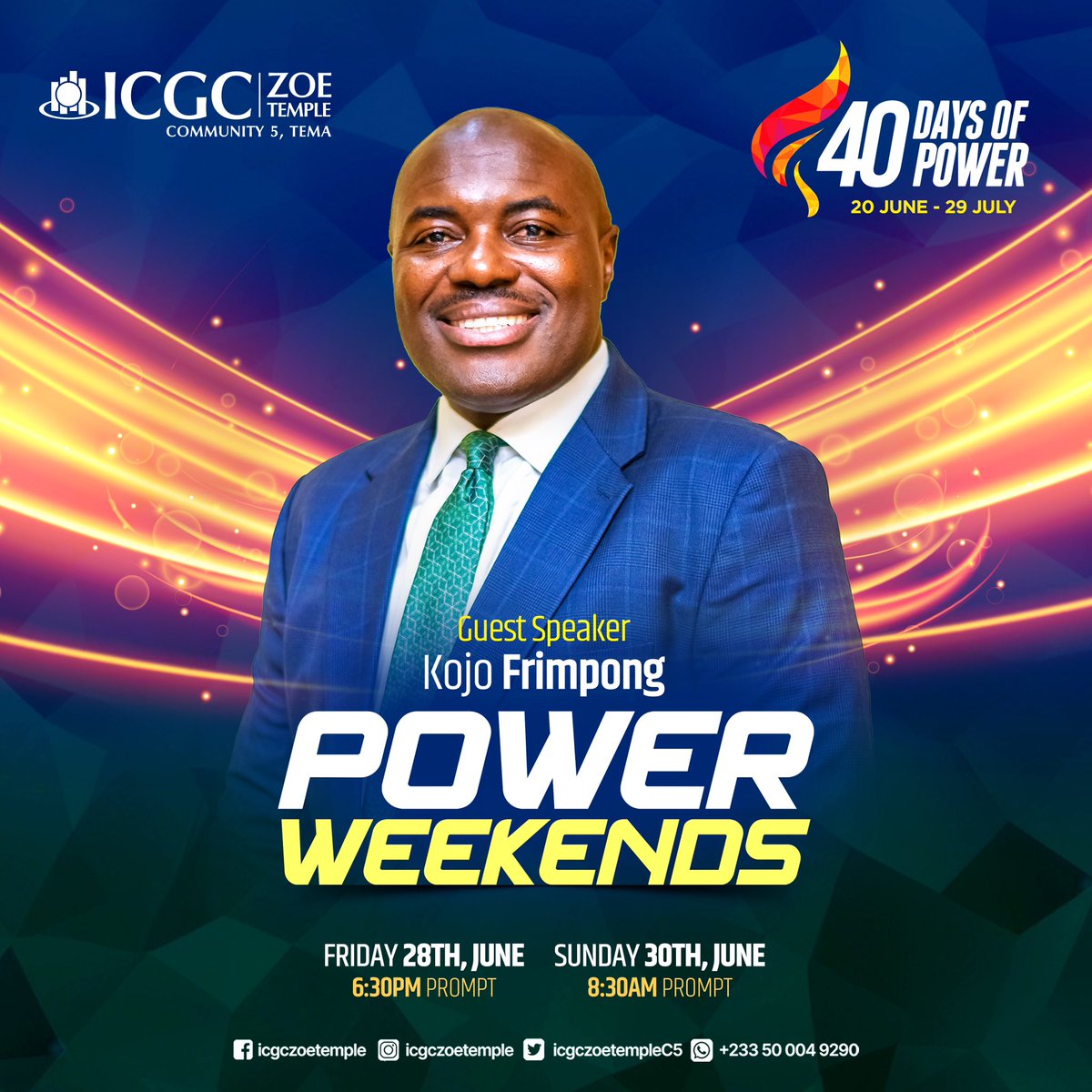 icgczoetempleC5's tweet image. Join us this weekend for our Power Friday and Sunday prayer meeting as we lift our voices in prayer, seeking spiritual strength and breakthroughs that will ignite our hearts and minds. 

Venue:ICGC Zoe South

#PowerWeekend
#40daysofPower
#FastingandPrayer