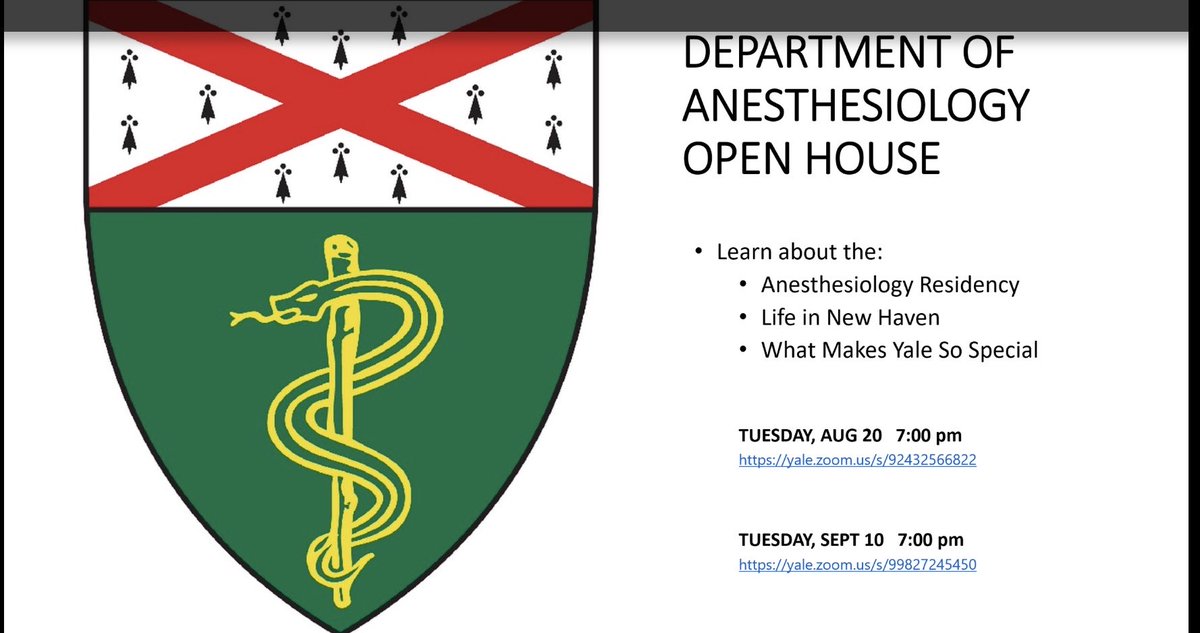 Yale Anesthesiology Open House for residency Aug 20 and Sept 10 - notice each one has DIFFERENT link ⁦<a href="/ASALifeline/">ASA®</a>⁩