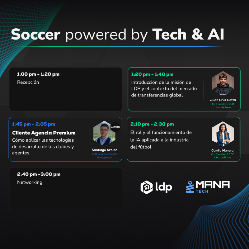 ⚽ [LDP en Miami 🇺🇲] Agenda de actividades

Te esperamos mañana, a partir de la 1 pm, en las oficinas de <a href="/ManaCommon/">Mana Common</a>, para vivir juntos las conferencias de <a href="/juancruzgotta/">Juan Cruz Gotta</a> <a href="/camimanera/">camila manera</a> y <a href="/santiagoarbide/">Santiago Arbide</a> <a href="/AmeroSports/">AmEro Sports M</a>

¡Últimos cupos sin cargo! 👇
landing.librodepases.com/event-details/…