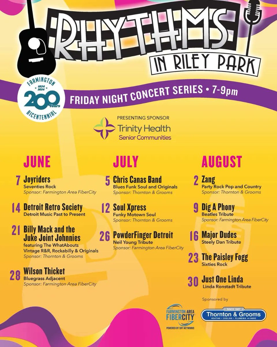 We're stoked to be playing a FREE show tomorrow night in <a href="/DntwnFarmington/">Downtown Farmington</a> , sponsored by <a href="/TrinityHealthMI/">Trinity Health MI</a> . 

Come on out for a beautiful night of live bluegrass!