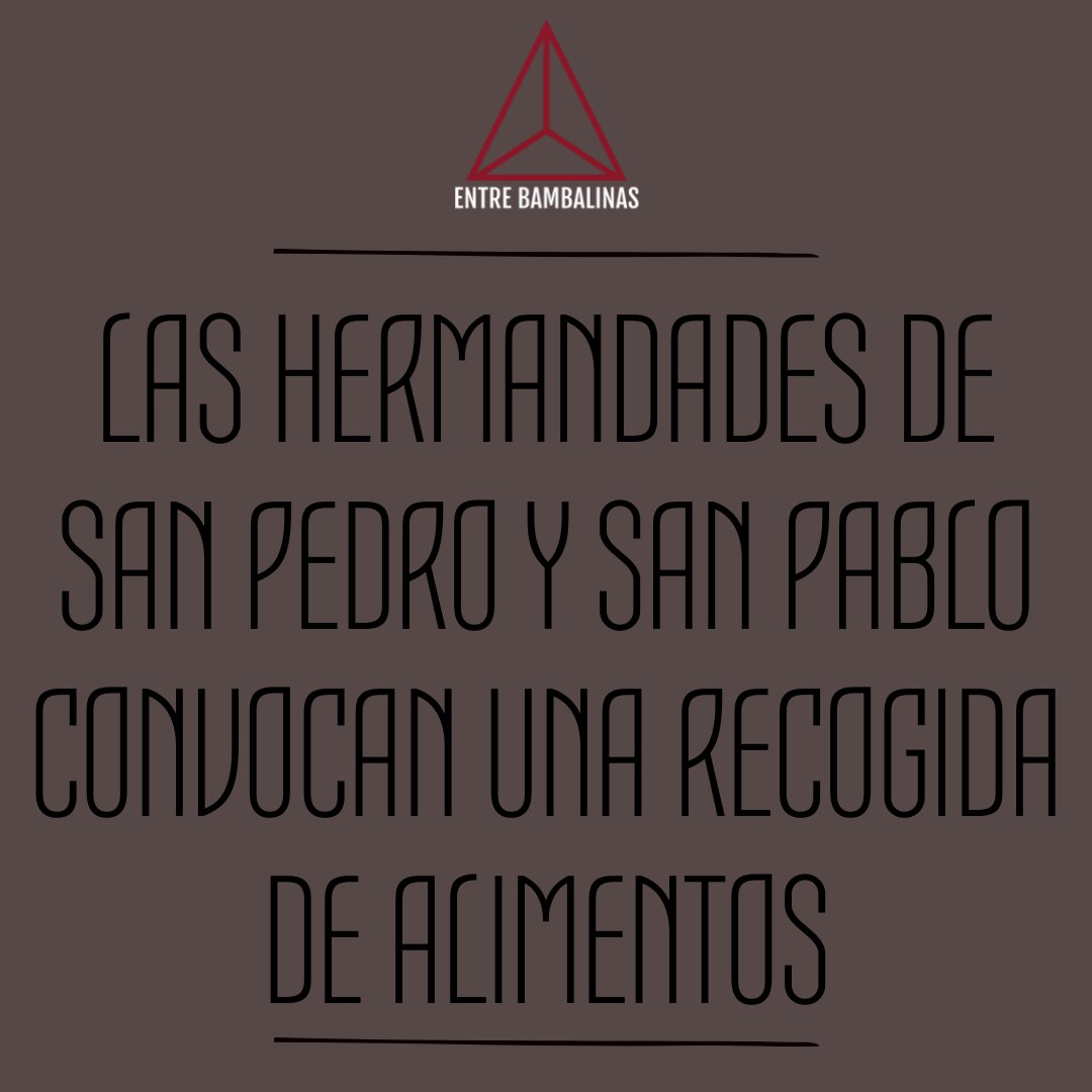 _EBambalinas's tweet photo. Coincidiendo con los Cultos mensuales que celebrarán de manera conjunta @SentenciaGR y las hermandades de la Comunidad Parroquial de San Pedro y San Pablo, el domingo 30 de Junio a las 11H se llevará a cabo una recogida de alimentos (leche, azúcar, aceite y cacao)
|#SyM_EB| https://t.co/Q0TOF8rj1b