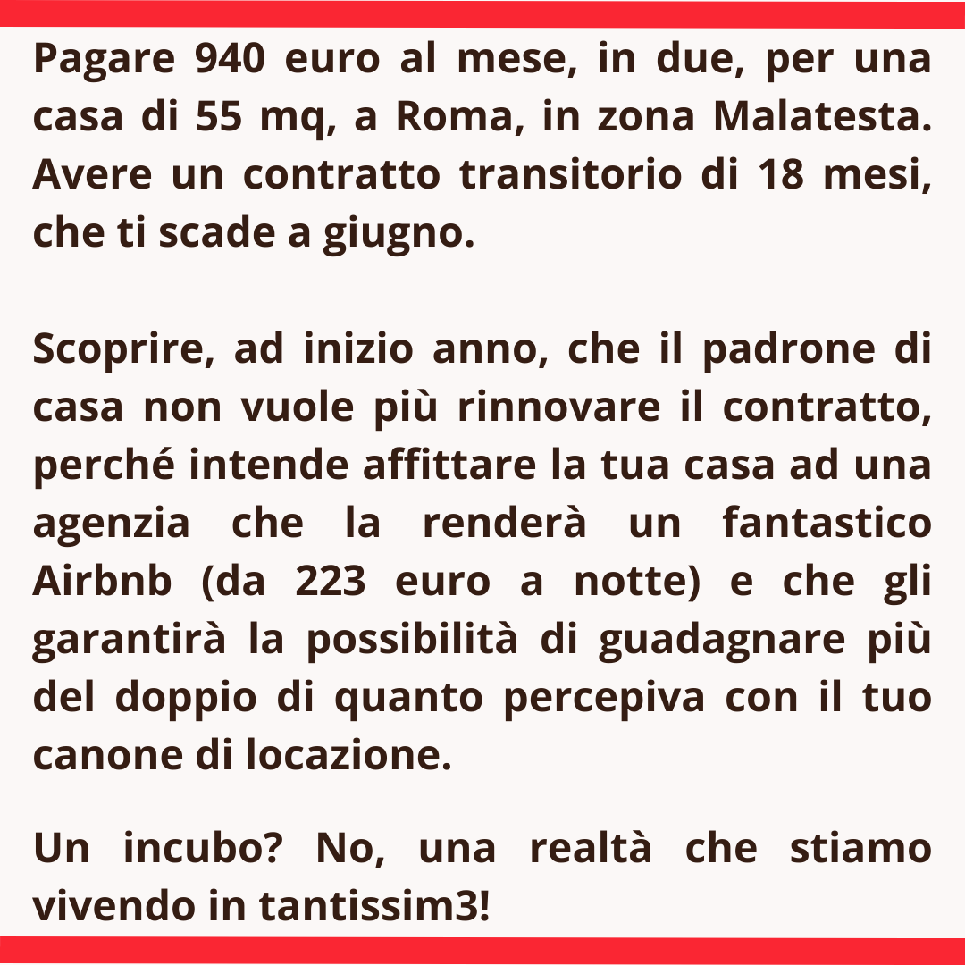 BorlizziF's tweet photo. Essere cacciati di casa per farci un #airbnb Una realtà che stiamo vivendo in tantissim3: è l'effetto Giubileo.

🔥Con @arcisparwasser e @nonna_roma abbiamo deciso di lanciare una campagna per organizzarci!
Compila il questionario qui: https://t.co/UvdUoEQSdw https://t.co/0LdKUzEo4u