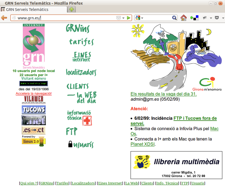 Avui fem 11101 anys o bé 0x1D si ho preferiu! 🥳🥳

La nostra web al final del segle passat, aviat és dit 🤭